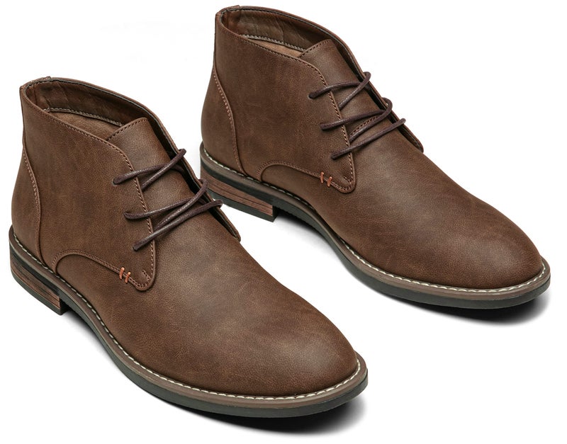 Jousen Men's Chukka Boots Lace Up Desert Ankle Boots Classic Causal Dress Boots for Men(AMY656A Dark Brown 9) - Image 2